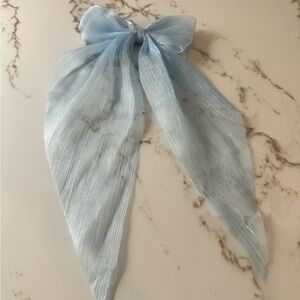 Elegant Blue Sheer Hair Bow